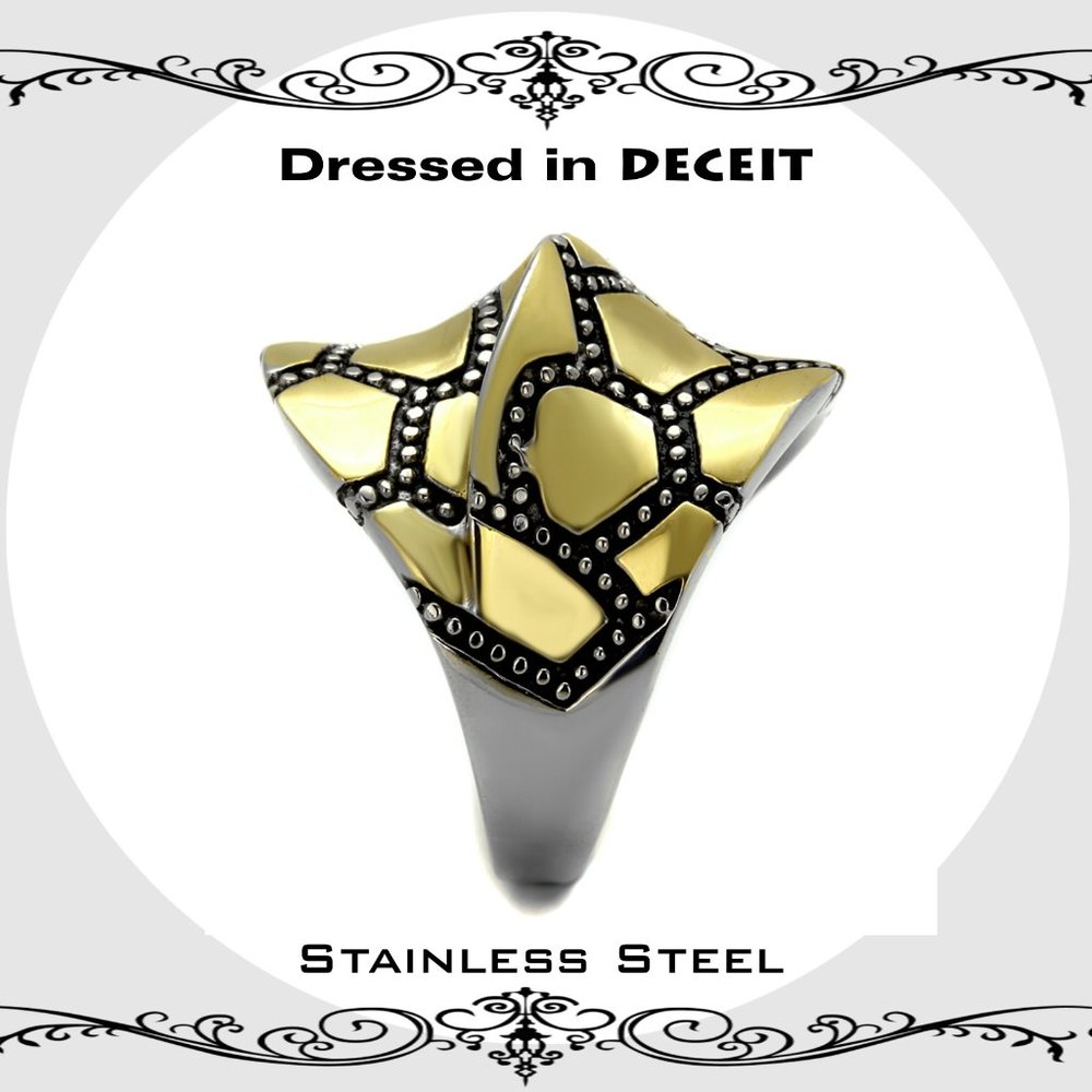 Bold-Statement 2-Tone High Polished Antiqued Stai… - image 5